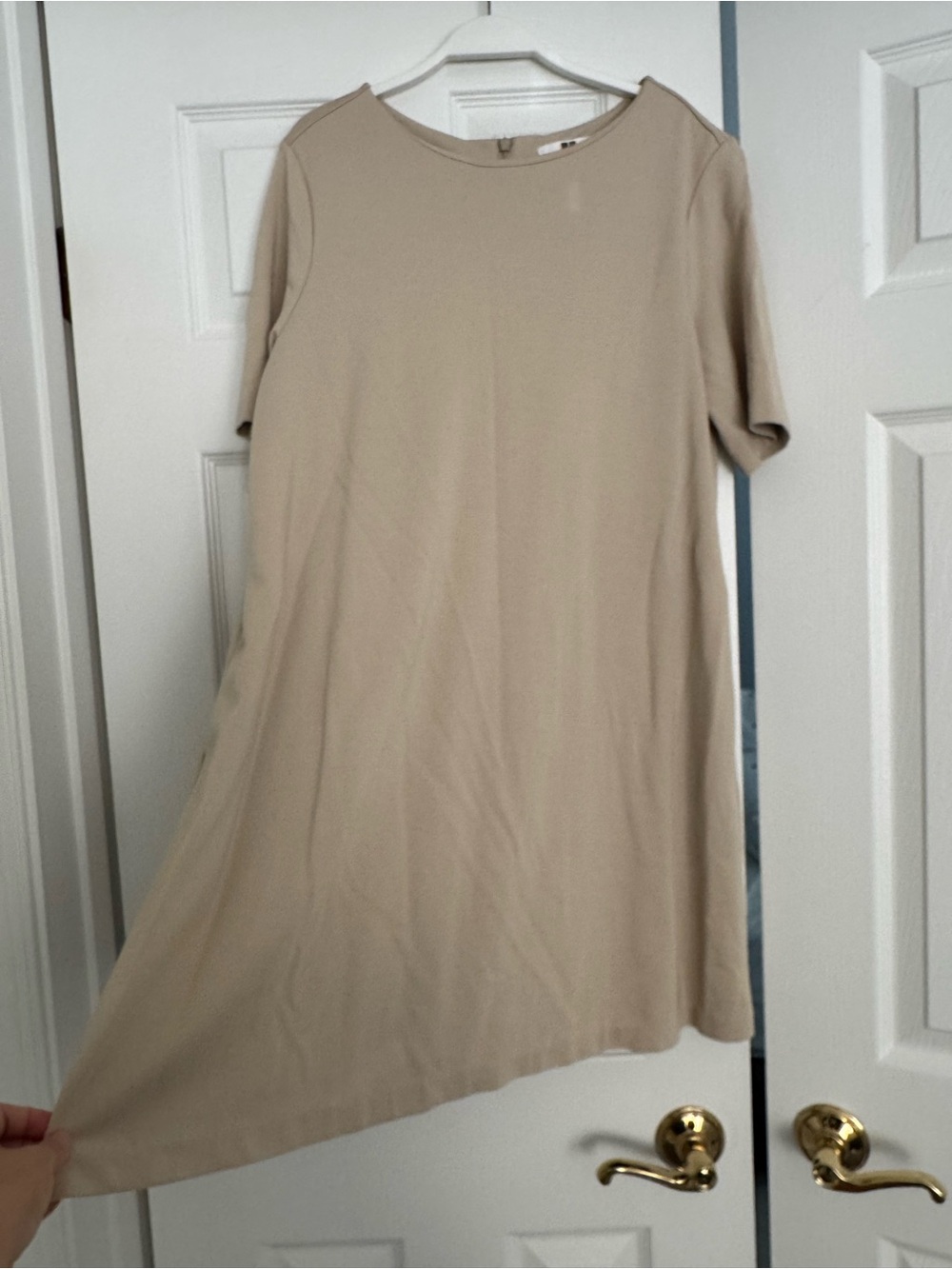 Uniqlo Beige Short-Sleeve A-Line Dress